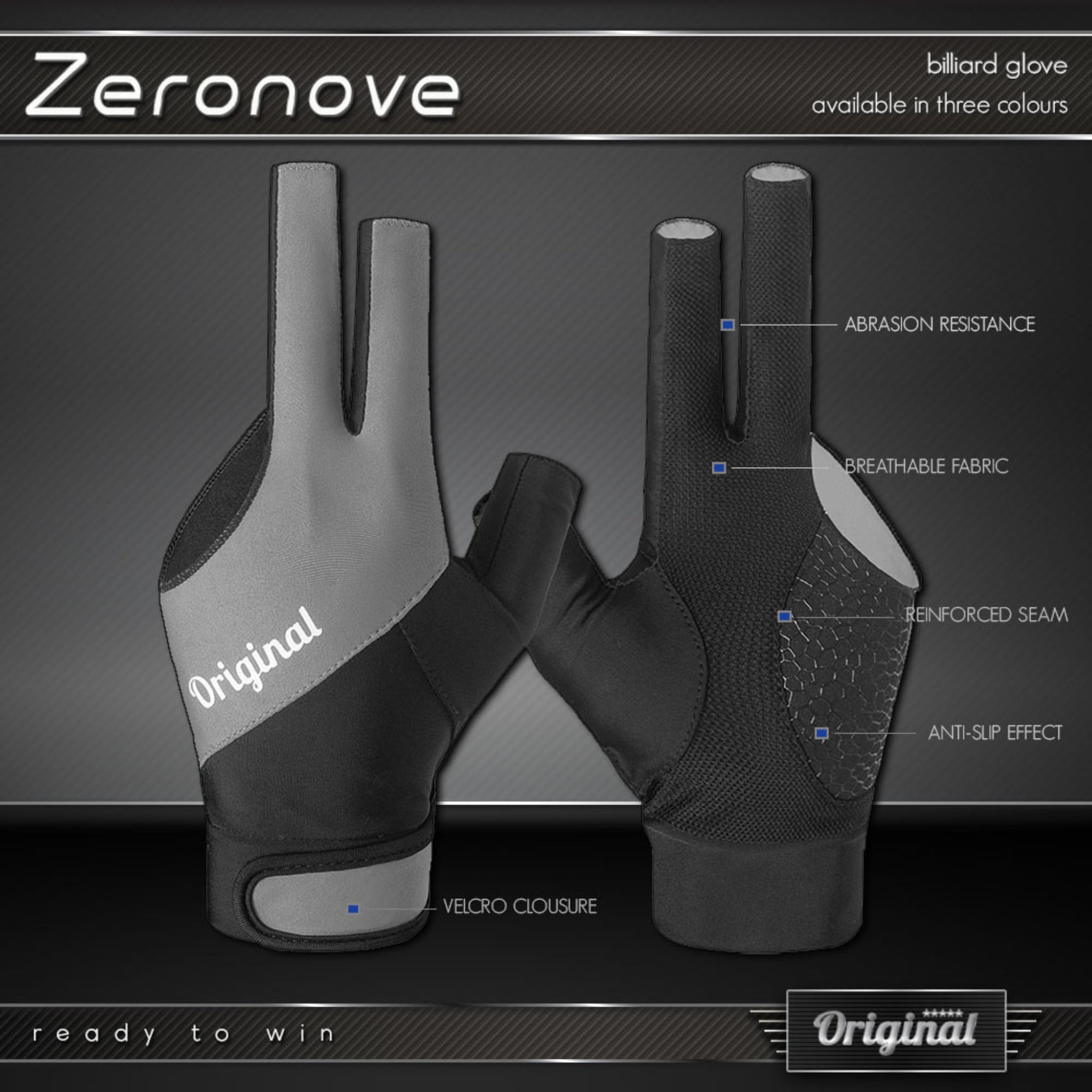 Luva Original Zeronove Cinza e Preta Luva Original Zeronove Cinza e Preta